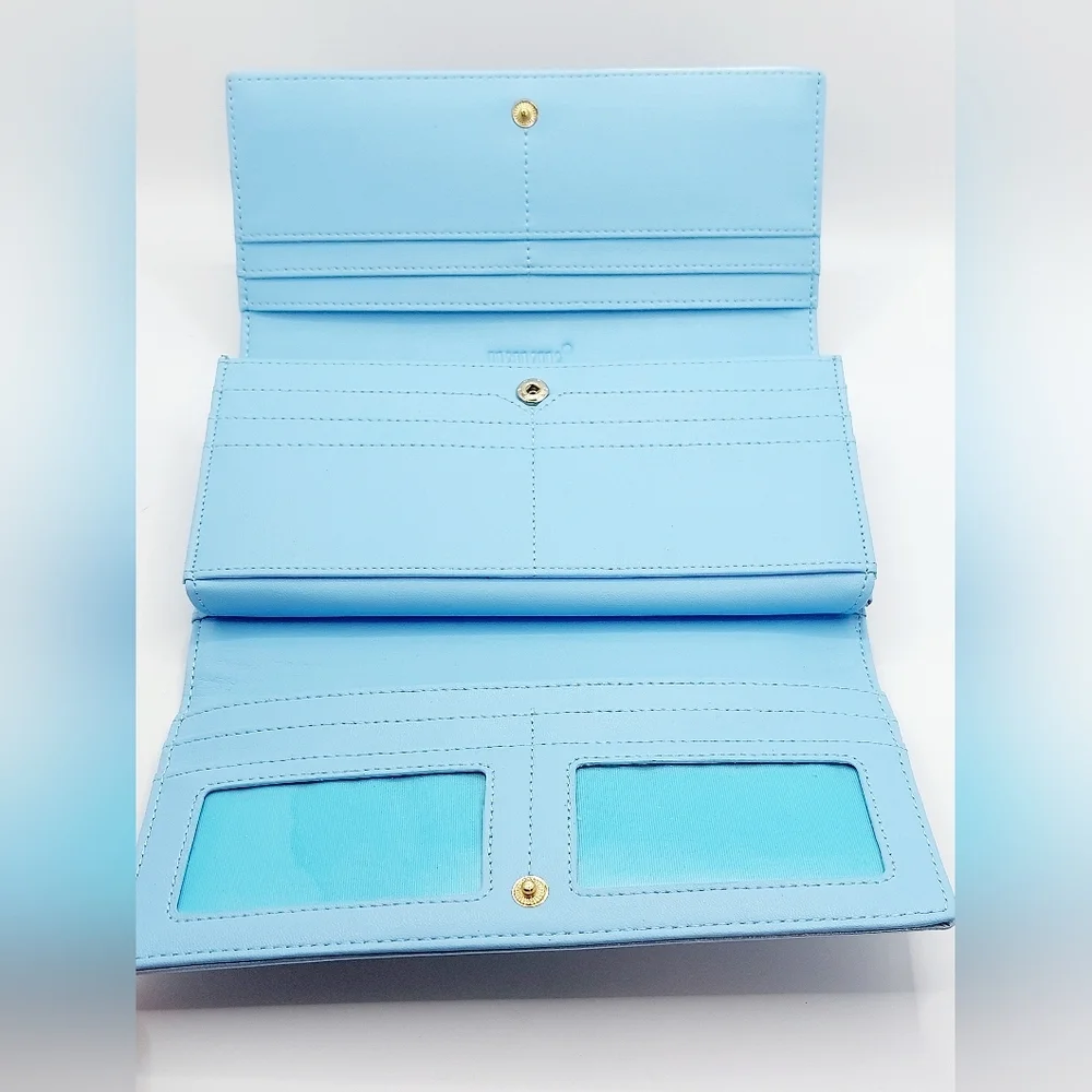 Blue RFID Blocking‎ Large Capacity Wallet Clutch Credit Card Holder